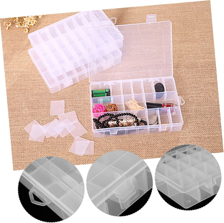 Angoily 2 Stück Ordnungsboxen aus Kunststoff mit 24 Fächern Transparenter Perlenorganisator mit Deck