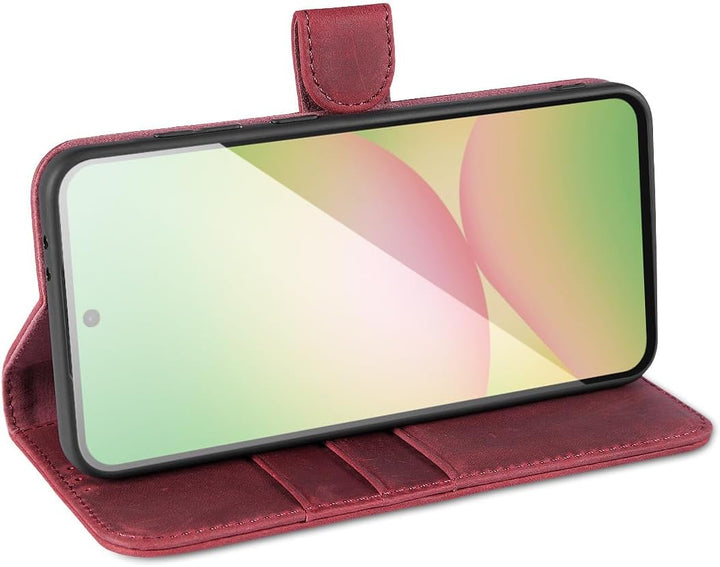 LENSUN Lederhülle für Samsung Galaxy A56 Echtleder, Hülle [Echtes Leder][Kartenfach][RFID][Brieftasc