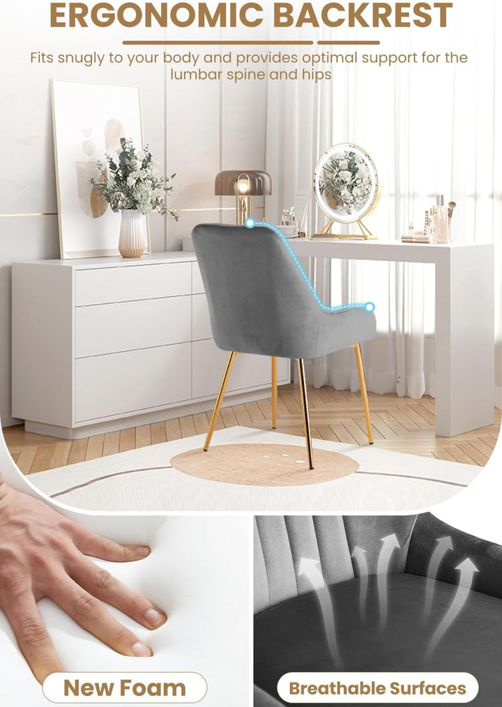 EsszimmerstüHle 2er Set, Moderne Samt-WohnzimmerstüHle, Polsterstuhl Esszimmer,Gepolsterter Armloser
