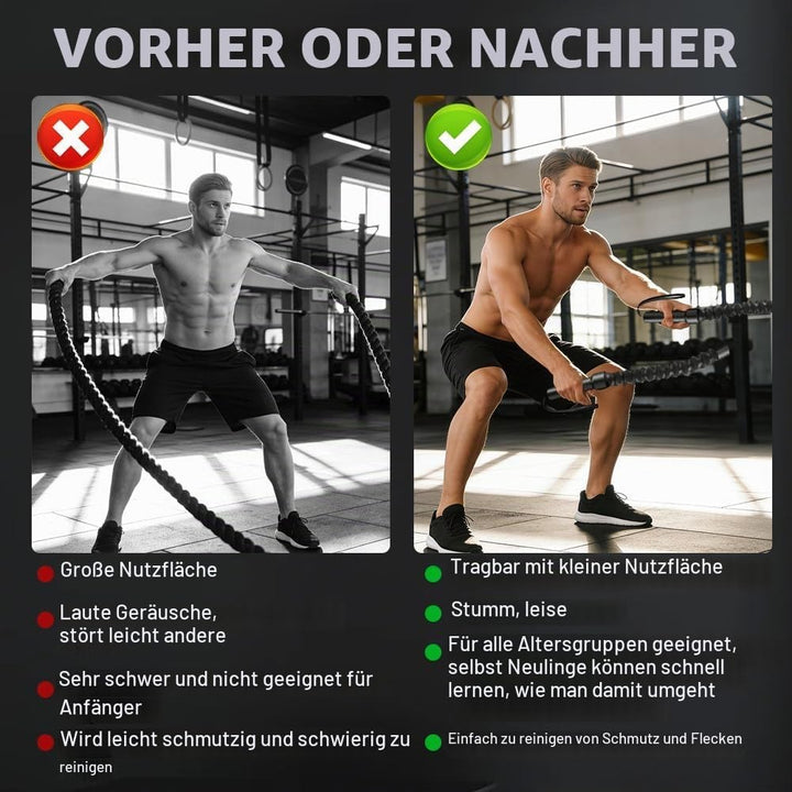 2 Stück Ropeless Battle Ropes, Tragbare &amp; Noise-Free Seilloses Kampfseil