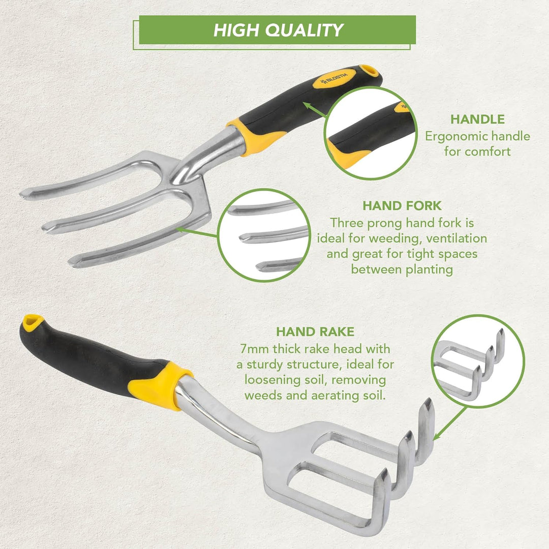 BLOSTM Gartengeräte Set 5-Teilig - Robuste Gartenwerkzeug Set mit Ergonomischen Griffen - Handschauf