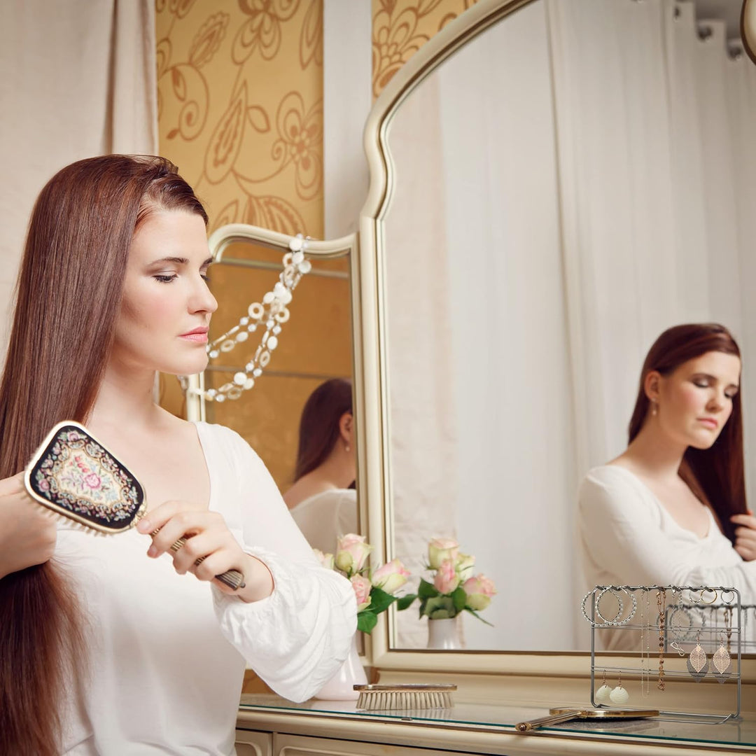 Relaxdays Schmuckständer, Ketten & Ohrringe, Schmuckaufbewahrung, HxBxT: 18 x 20 x 9 cm, Ohrringhalt