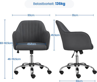 Yaheetech Bürostuhl 360 ° Drehstuhl Schreibtischstuhl höhenverstellbar Computerstuhl mit gepolsterte