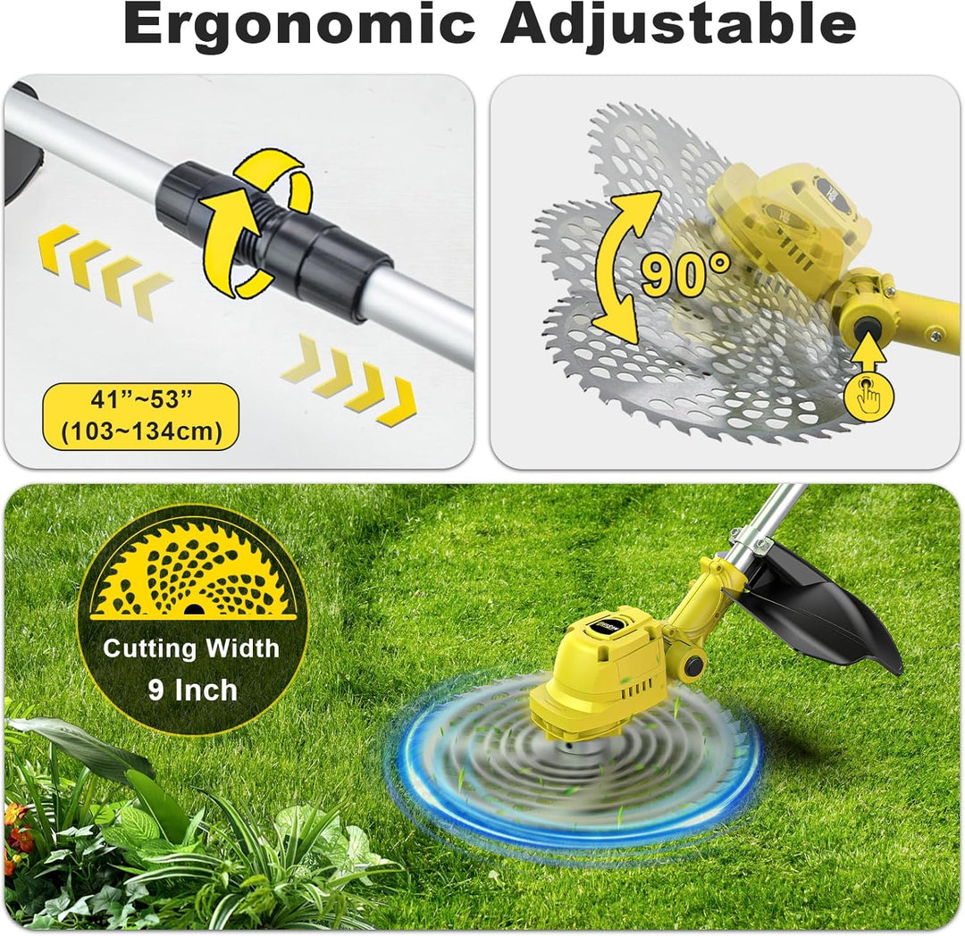 4-in-1 Akku-Rasenmäher mit Unkrautbürste und Zwei 4.0Ah Akkus, 9 Zoll Bürstenloser Motor Multi-Kling