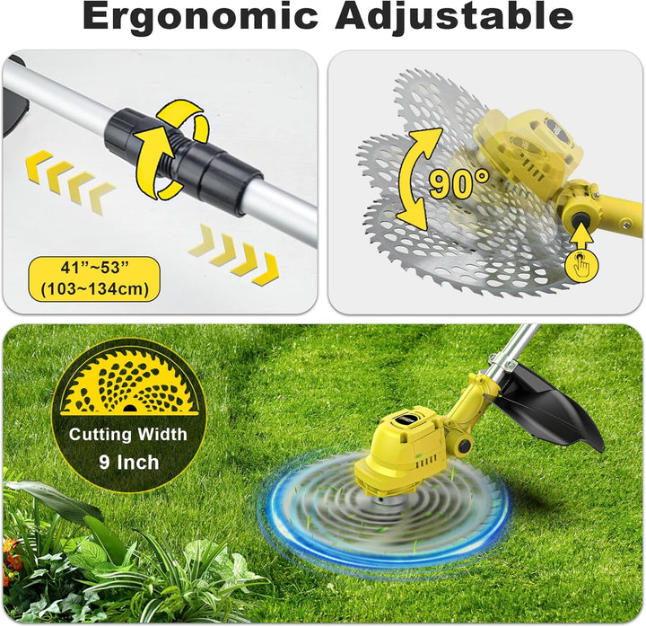 4-in-1 Akku-Rasenmäher mit Unkrautbürste und Zwei 4.0Ah Akkus, 9 Zoll Bürstenloser Motor Multi-Kling