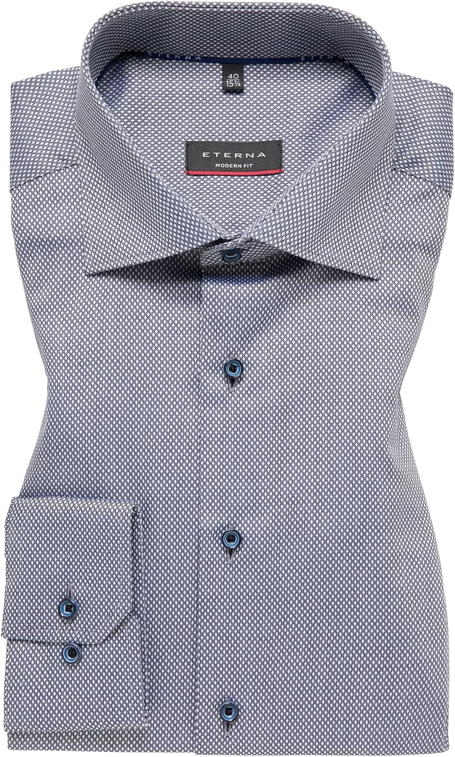ETERNA Modern Fit Hemd Langarm New Kent Kragen Muster rot 48 Mittelblau, 48 Mittelblau