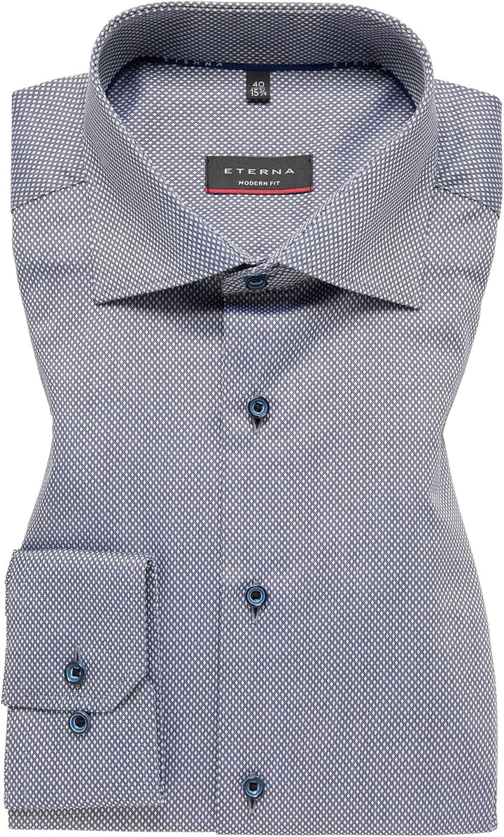 ETERNA Modern Fit Hemd Langarm New Kent Kragen Muster rot 48 Mittelblau, 48 Mittelblau