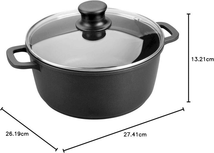 Lacor 25824 Bratentopf mit Glasdeckel 24 cm, Giessen Aluminium, 24 cm