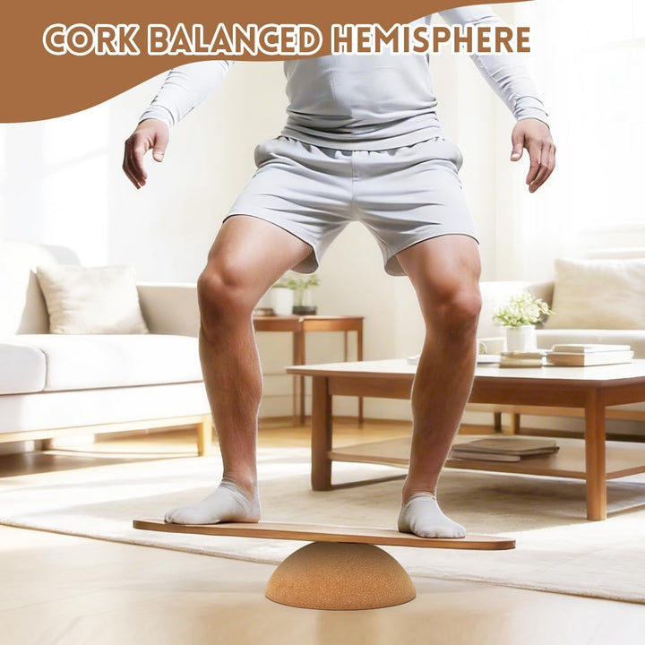 Yuragim Balance Board Kork Halbkugel Ø 15cm | Ø 25cm | Ø 30cm Balance Trainer, Rutschfestes Balance-