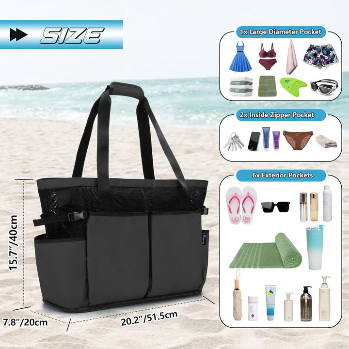 Fasrom Extra Grosse Netz Strandtasche, Übergrosse Strandtasche für Strandausflug (Patent Angemeldet)