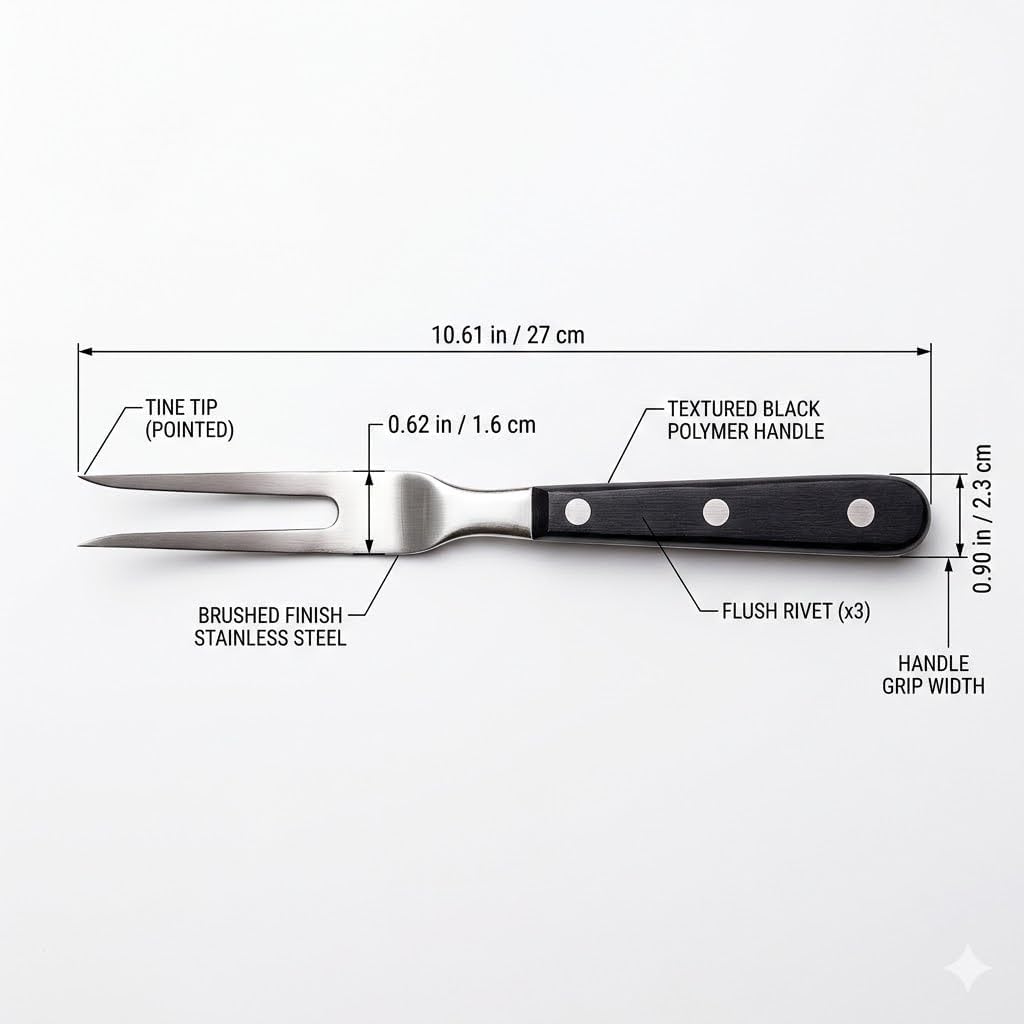 2 Stücke Fleischgabel mit Griff - Edelstahl Länge 16.5cm, Gesamtlänge 29cm Tranchiergabel Grillgabel