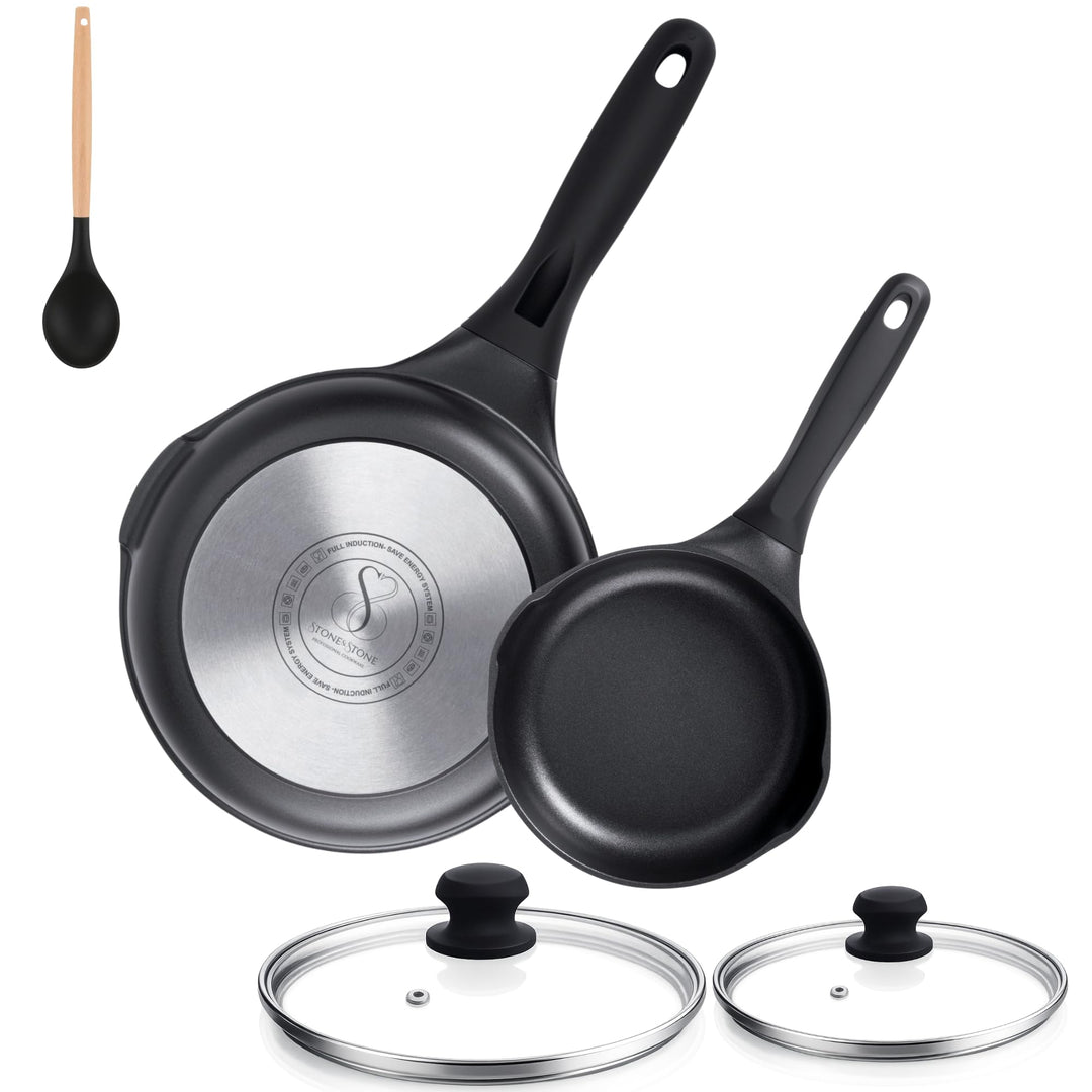 Stone&Stone Pfannen Set Induktion 2er Set 20 cm 24 cm, Antihaft Pfannenset Bratpfannen mit Deutscher