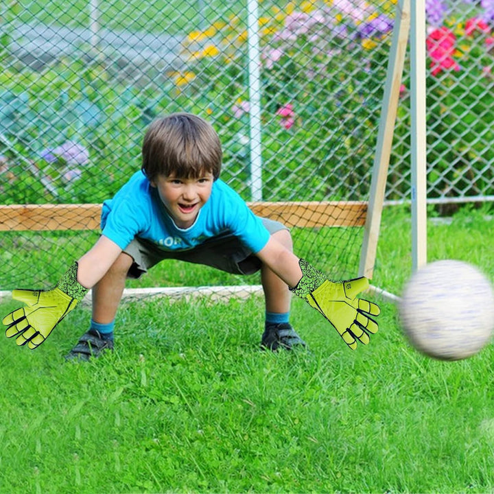 OLYSPM Torwarthandschuhe Kinder,Fussball Handschuhe,Torwart Handschuhe mit Umfassendem Schutz für Ei