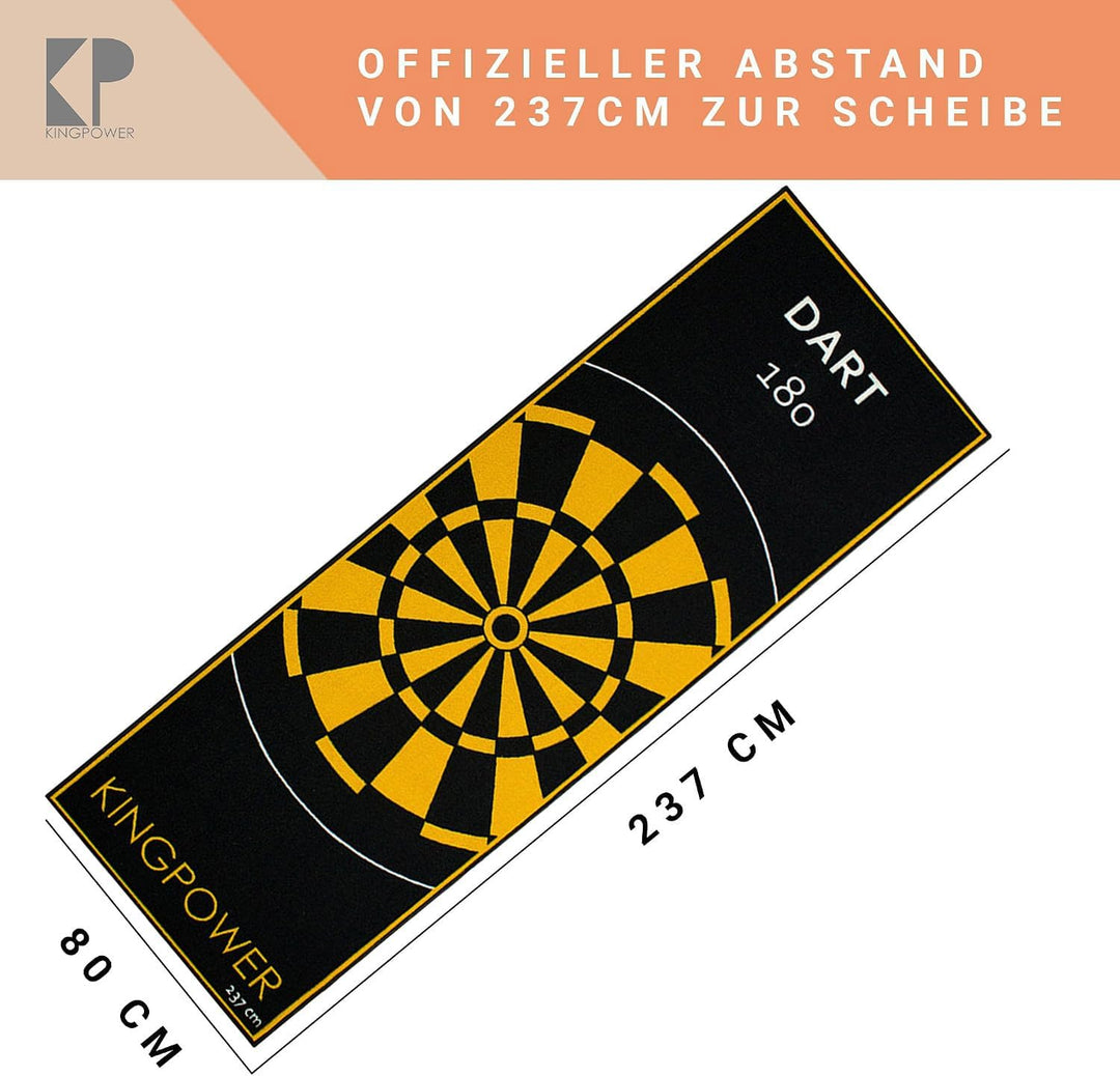 Kingpower Dartteppich mit Abwurflinie, Dart Zubehör mit Motiv, Dartmatte mit Oche, pflegeleichter Te