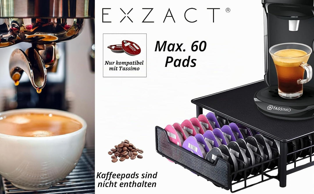 EXZACT Kaffeekapselschublade, kompatibel mit Tassimo-Pads, die Schublade wird nicht von Tassimo verk