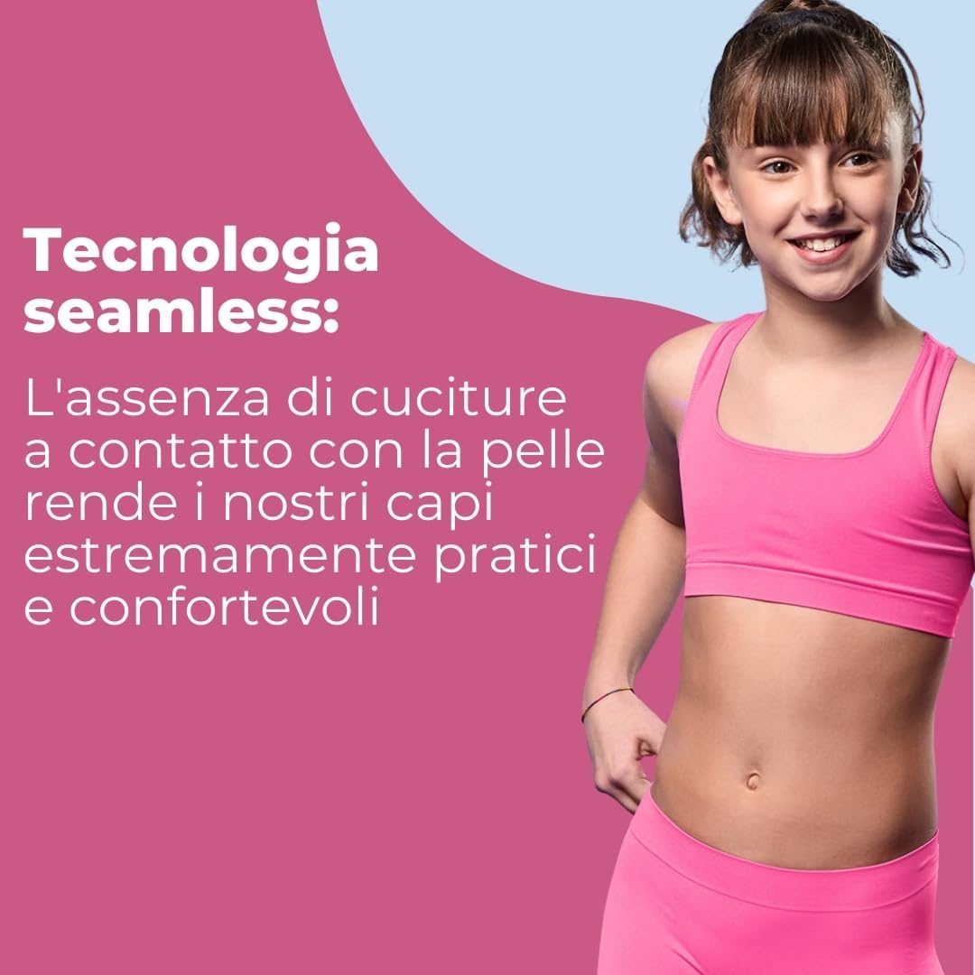 FOCENZA Mädchen Top Gym, Nahtlose Technologie, Made in Italy S Bubble Fluo-gelb Orchidee, S Bubble F