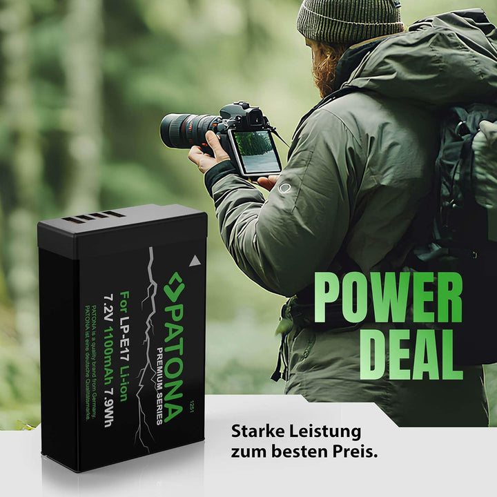 PATONA Premium LP-E17 Akku 1100mAh Kompatibel mit Canon EOS R10 77D 200D 750D 760D 8000D Rebel T6i T