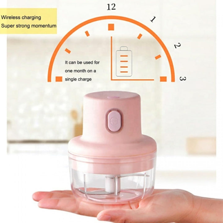 Herzberg, HG03176-PNK, Tragbarer drahtloser elektrischer Zerkleinerer 250ml Rosa, Edelstahlklinge, 4
