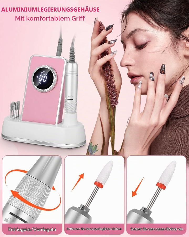 Nagelfräser 50000U/Min Elektrische Nagelfeile Wiederaufladbare,Professionelle Nagelfräser für Gelnäg