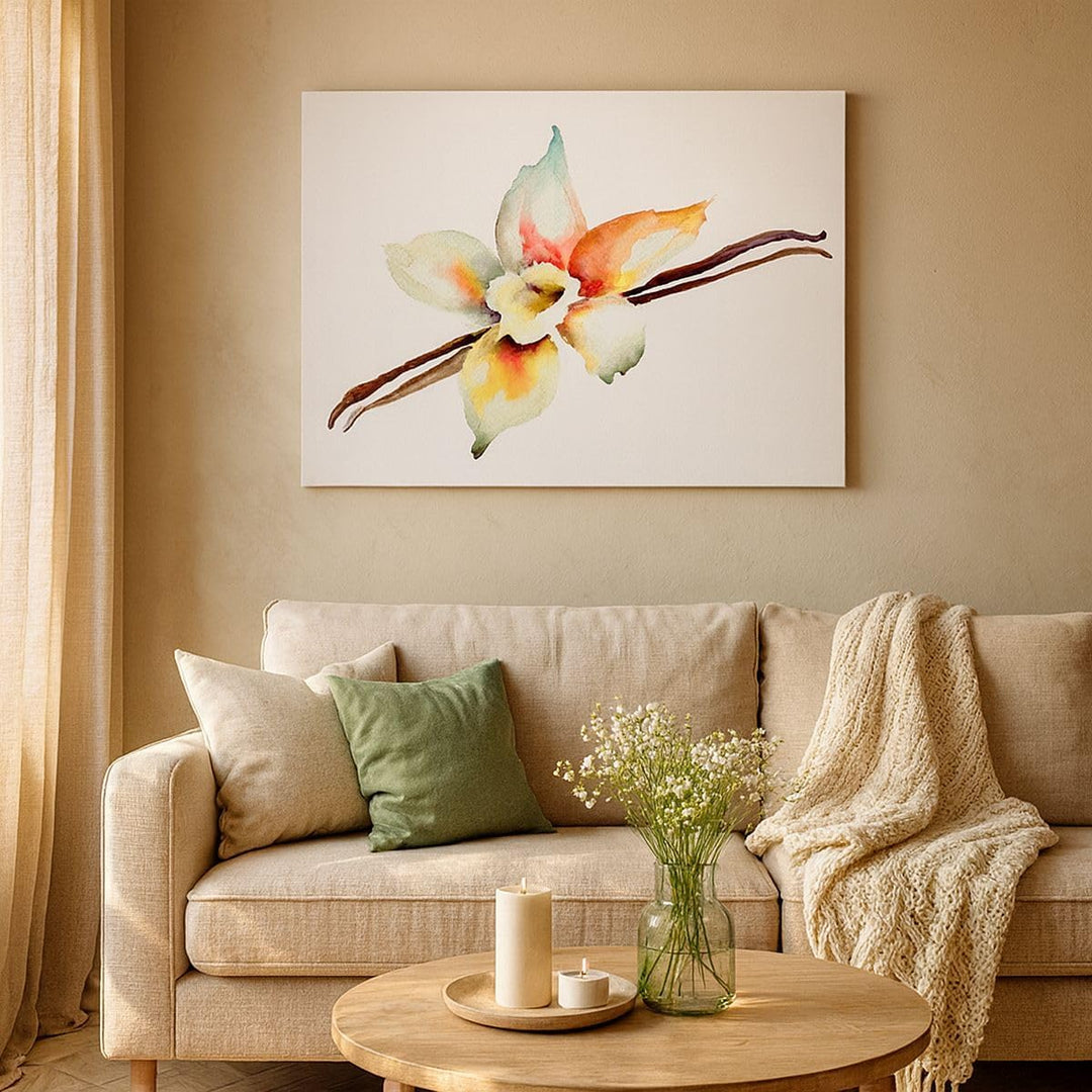 Bilder auf Leinwand 100x70cm Leinwandbild Vanille Gewürz Blume Pflanze Gross Wanddeko Bild Schlafzim