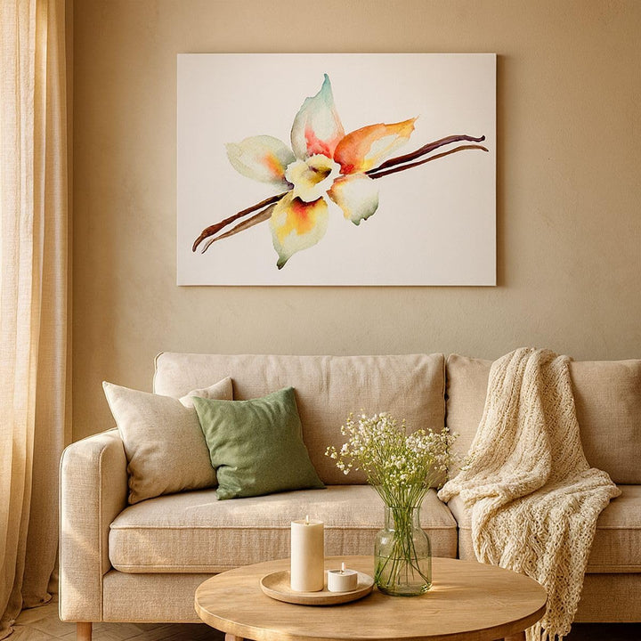 Bilder auf Leinwand 100x70cm Leinwandbild Vanille Gewürz Blume Pflanze Gross Wanddeko Bild Schlafzim