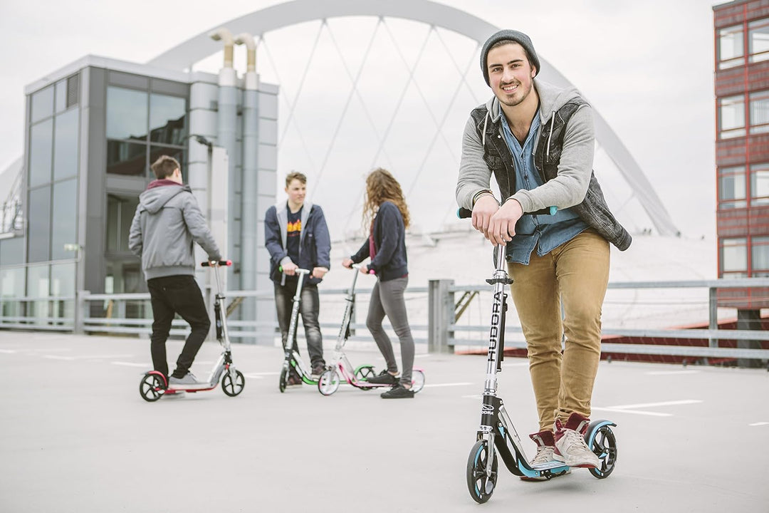 HUDORA BigWheel 205 Scooter - Stabiler Aluminium-Roller - Höhenjustierbarer &amp; zusammenklappbarer Cit