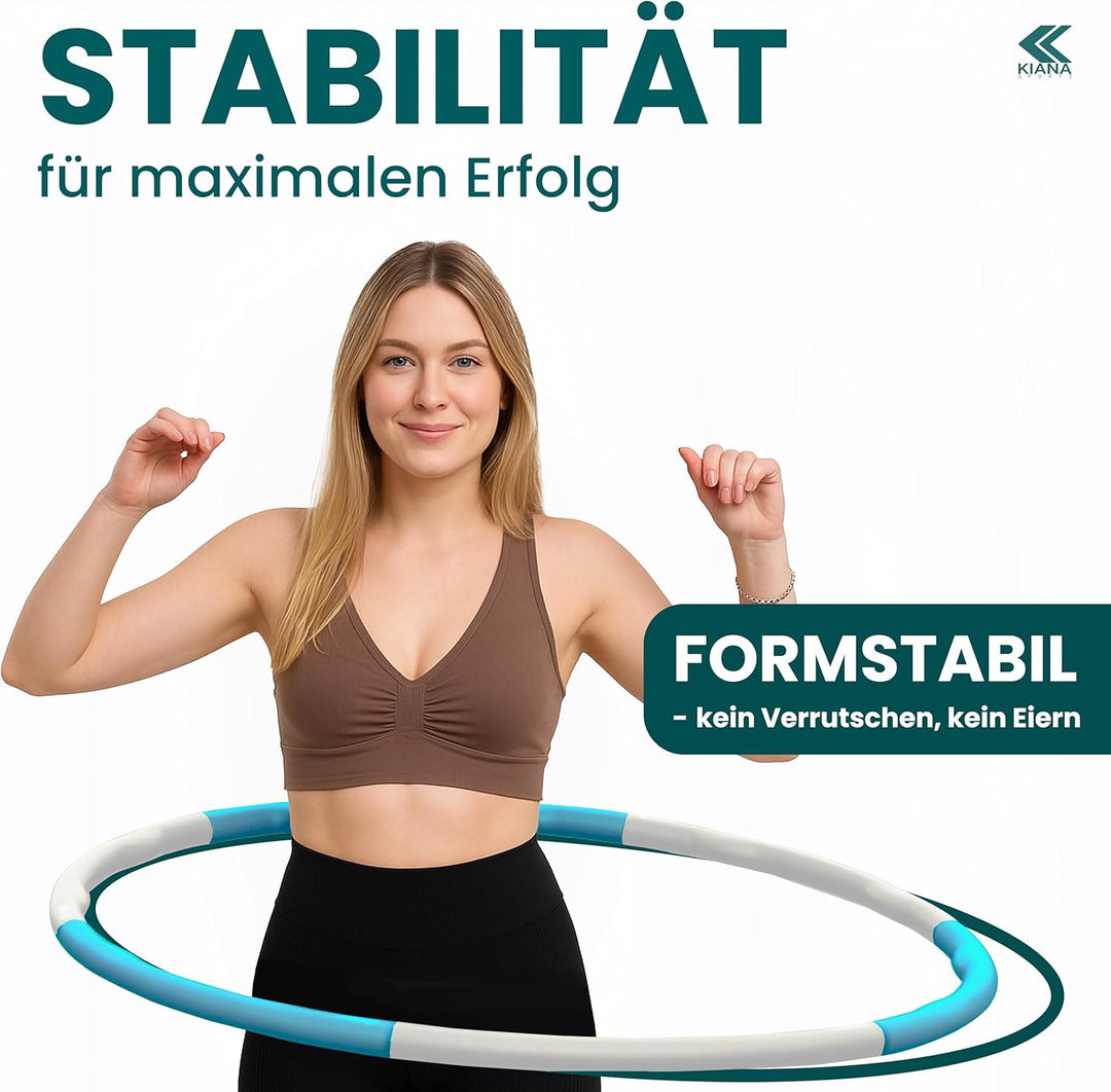 KIANA SPORTS® Hula Hoop Reifen Erwachsene inkl. Tasche und Übungsplan [1,2 kg] - Stabiler Hoola Hoop