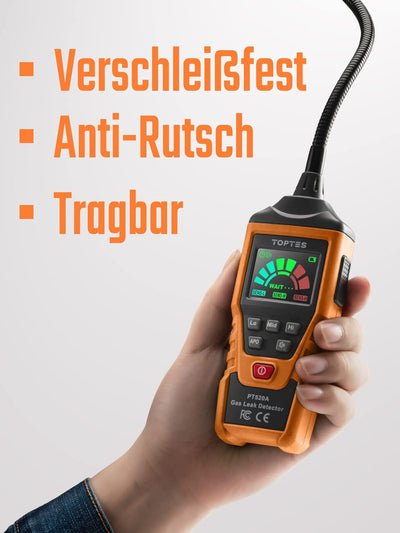 Gasmelder, TopTes PT520A Erdgasdetektor für Zuhause und Wohnmobil mit 43,5 cm Sonde zur Ortung von G