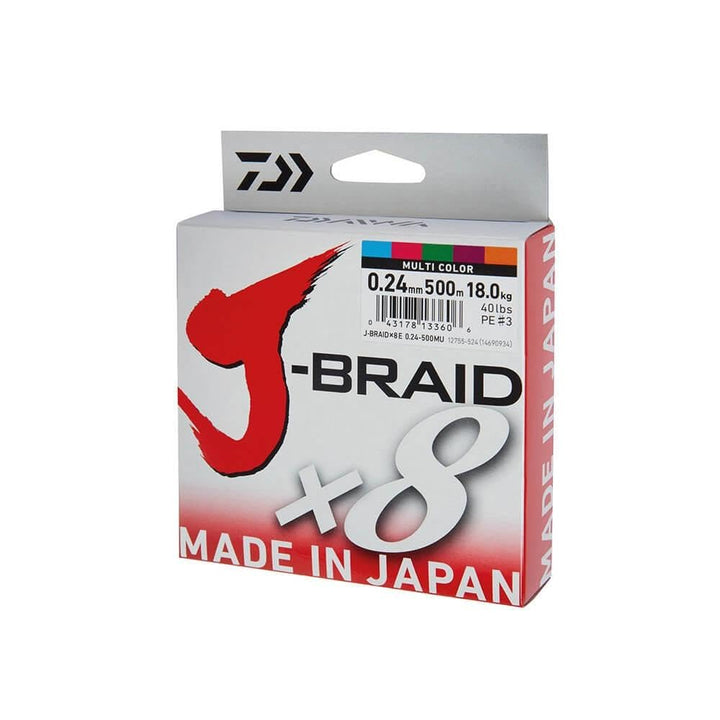 Daiwa J-Braid 8 Braid 300m multicolour - geflochtene Angelschnur Dm: 0,20mm, Dm: 0,20mm