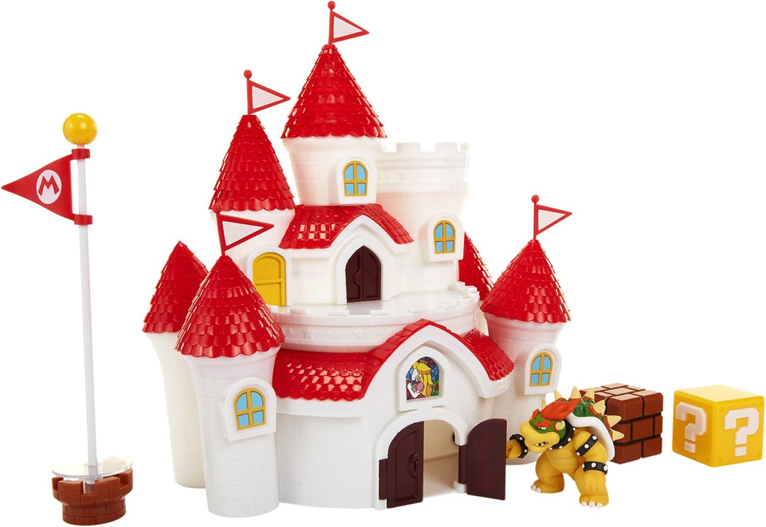 Nintendo Super Mario grosses Spielset Luxus Pilzkönigreich Schloss inkl. 1 Bowser Figur 6cm Multicol
