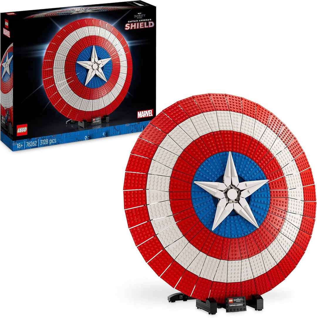 LEGO 76262 Marvel Captain Americas Schild Set, Avengers-Modellbausatz für Erwachsene mit Minifigur,