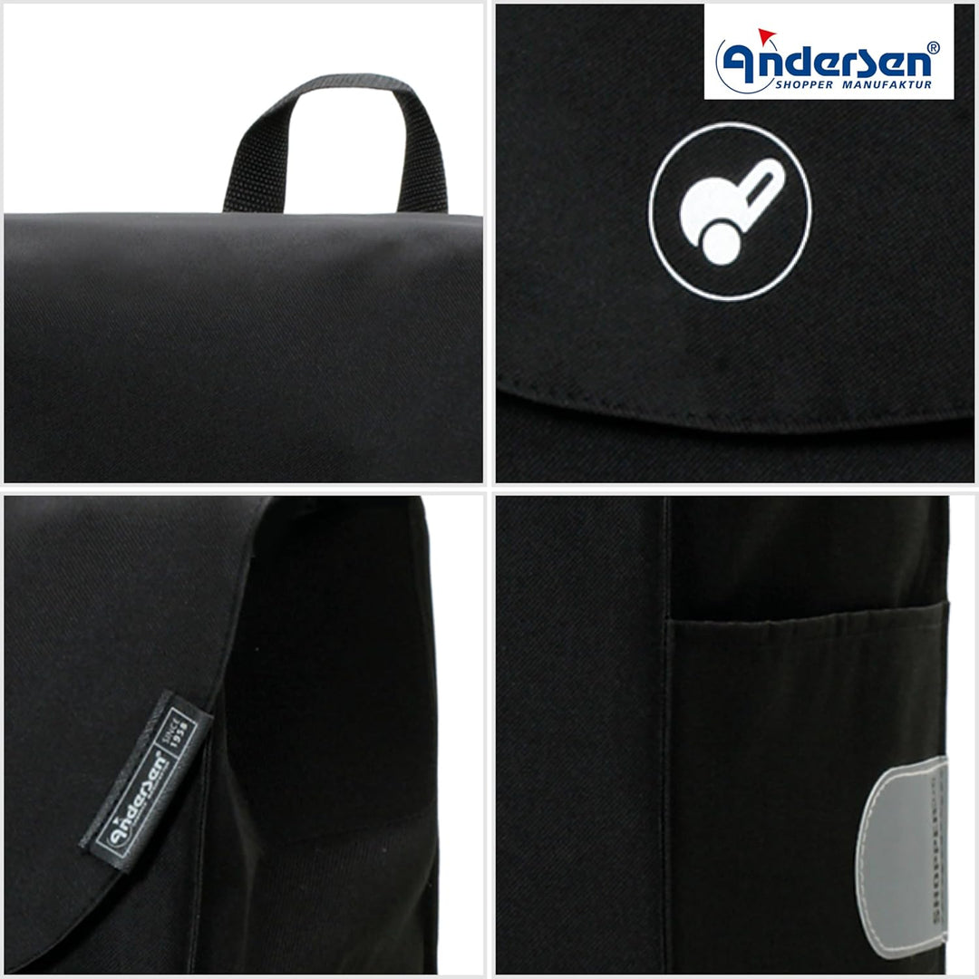 ANDERSEN Einkaufstrolley - Scala Shopper Walker schwarz 44 L Einkaufsroller, nachhaltig, Reflektor,