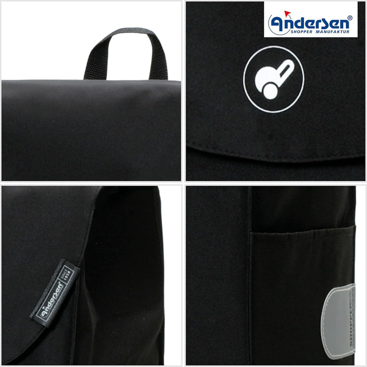 ANDERSEN Einkaufstrolley - Scala Shopper Walker schwarz 44 L Einkaufsroller, nachhaltig, Reflektor,