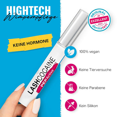LASHCOCAINE PEP ACTIVE - Wimpernserum ohne Hormone – Schützt & kräftigt die Wimpern - Wimpernbooster