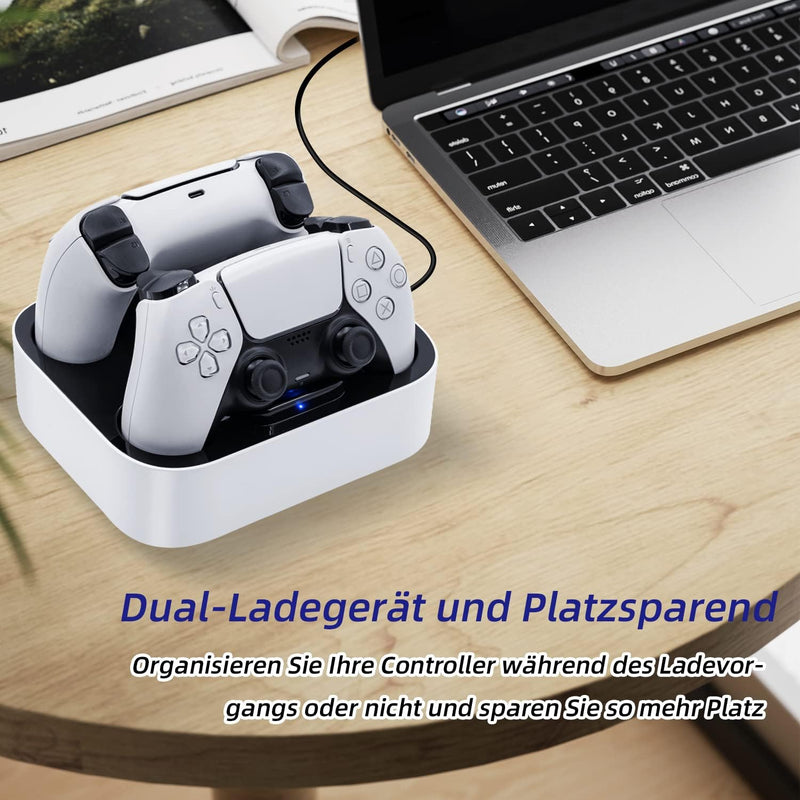 Mcbazel Ladestation PS5 Controller, PS5, Doppel-Ladegerät, Schutz gegen Überhitzung, dreifacher Schu