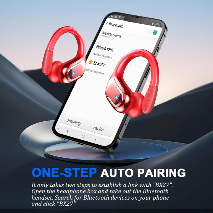 Litinst Bluetooh Kopfhörer Sport, Kabellos Bluetooh 5.3 Stereo mit Mic, 60std Spielzeit, Dual LED An