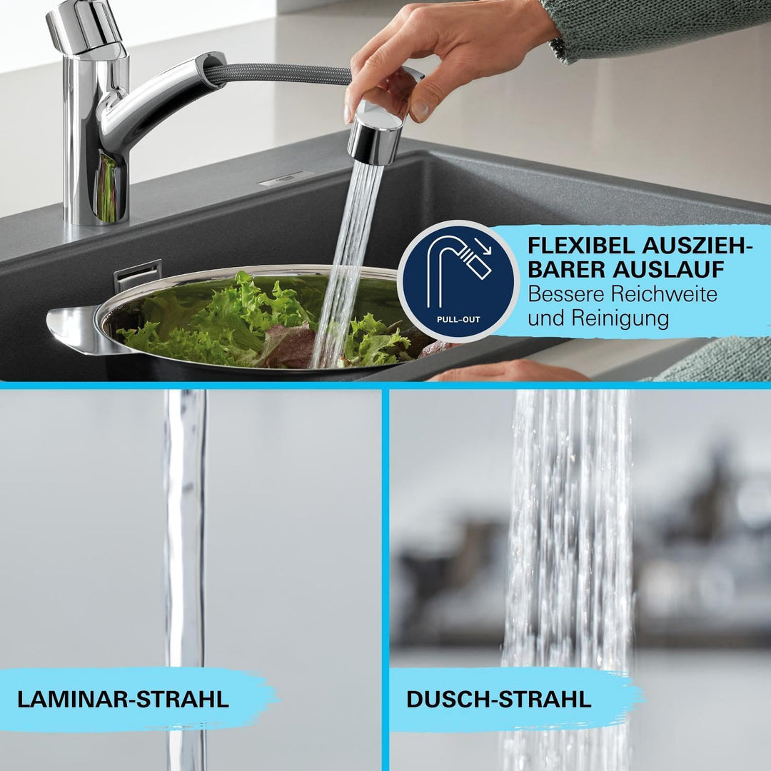 GROHE Start, Niederdruck Küchenarmatur 2 Strahlarten (Wasserhahn Küche für offene Warmwasserbereiter
