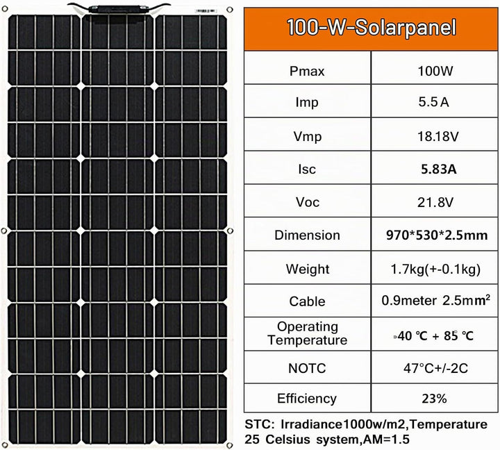 Aysolar 200W Flexibel Solarpanel Kit 2pcs 100w 18v Monokristallines Photovoltaik Solarmodul, 20A Lad