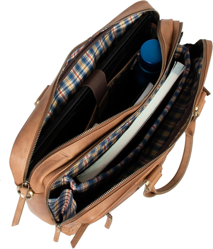 Marc Peter Laptoptasche Dallas I Leder Umhängetasche für 15.6 zoll Laptop I Aktentasche für Notebook