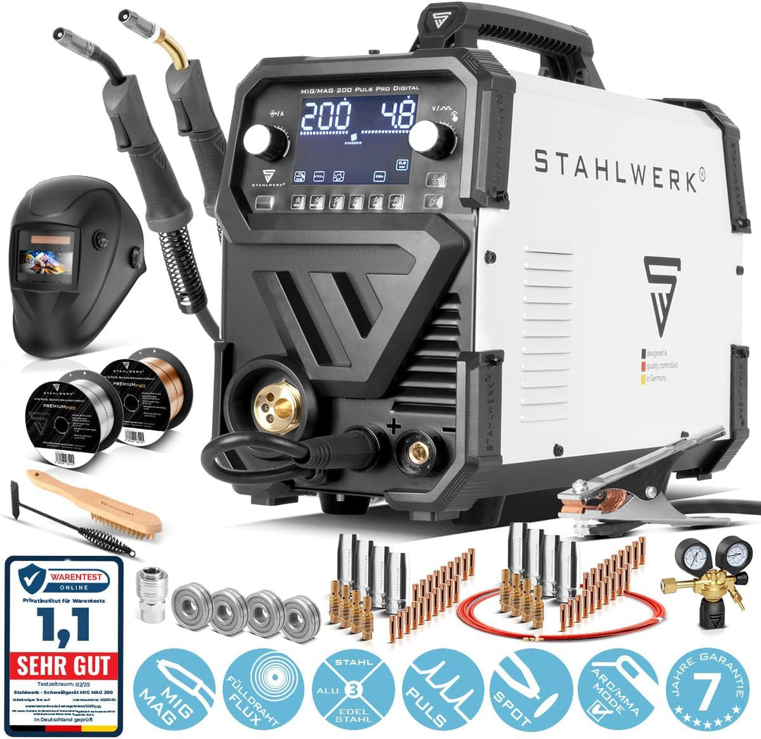 STAHLWERK MIG MAG 200 Spot Puls Pro Digital Vollausstattung Schutzgas-Schweissgerät | IGBT Inverter