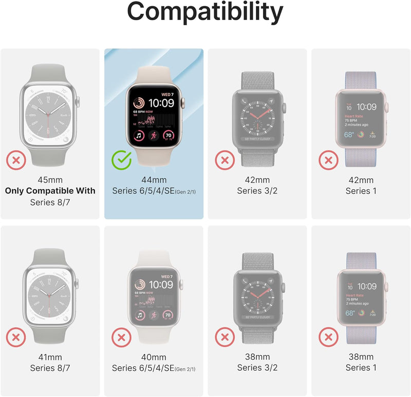 Catalyst Gehäuse für Apple Watch Serie SE 2022, Series 6, 5, und Serie 4, 44 mm, Schnallenverschluss