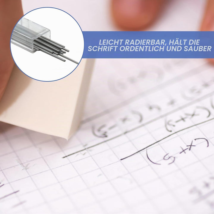 Bleistiftminen 0,7 mm Bruchsichere, Hochwertige Harzmine, je 12 Minen, Kunststoff-Aufbewahrungsbox,