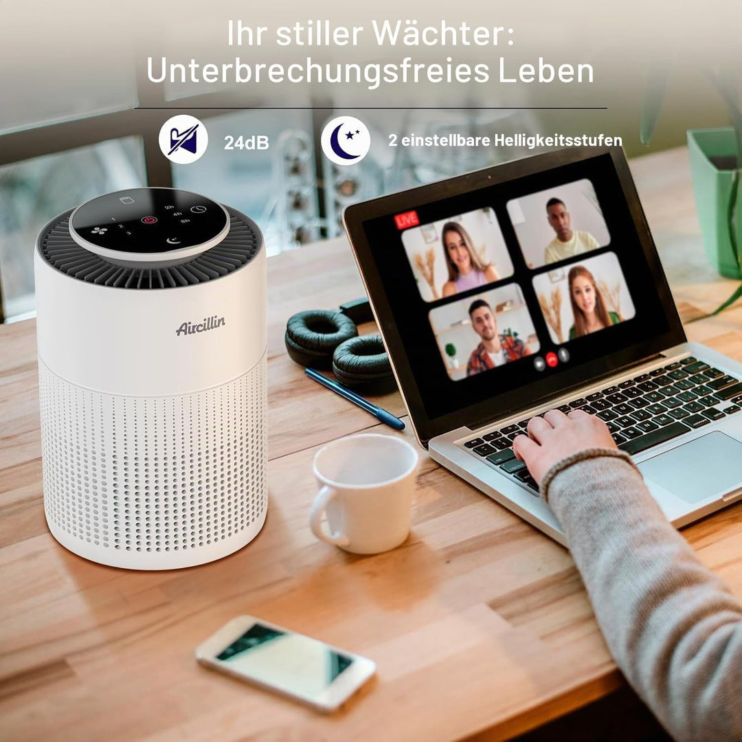 Aircillin 2 Stück Luftreiniger für Allergiker mit 4-Stufig H13 HEPA Filter, 765 Sq Ft Abdeckung Max,
