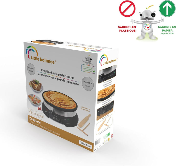 LITTLE BALANCE 8538 Celtic Chef Crêpes-Pfanne 3 in 1 Crêpes-Pfanne, Pfannkuchen, Plancha, XXL-Platte