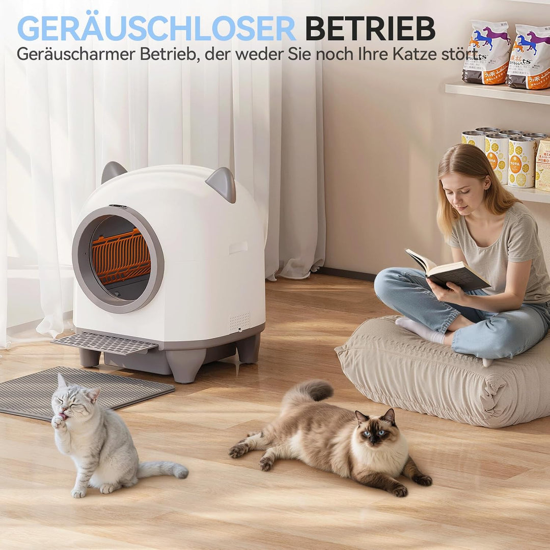 TRIUMPHKEY katzenklo Selbstreinigend, Automatische Katzentoilette 90L Grosse Fassungsvermögen mit AP