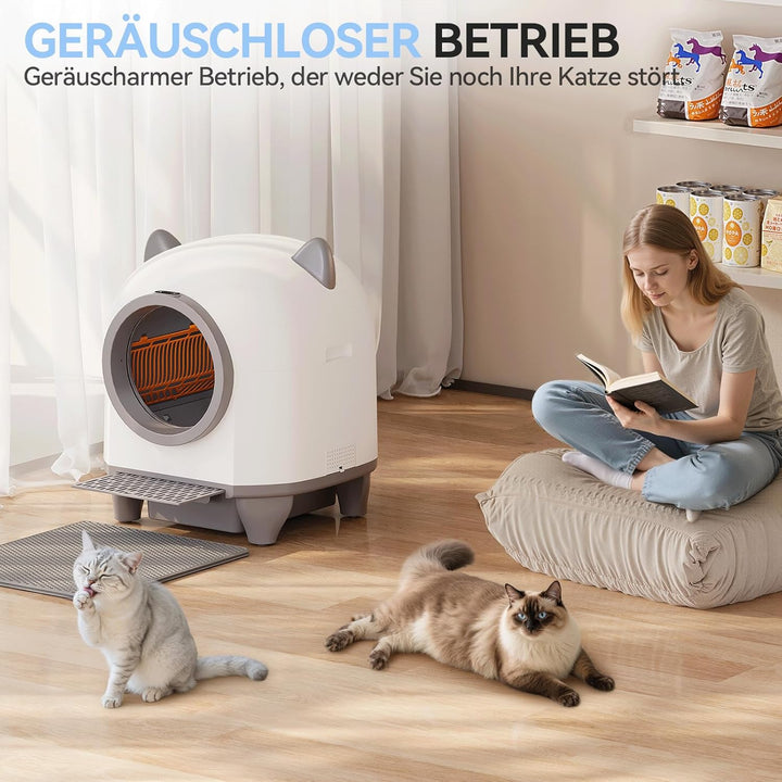 TRIUMPHKEY katzenklo Selbstreinigend, Automatische Katzentoilette 90L Grosse Fassungsvermögen mit AP