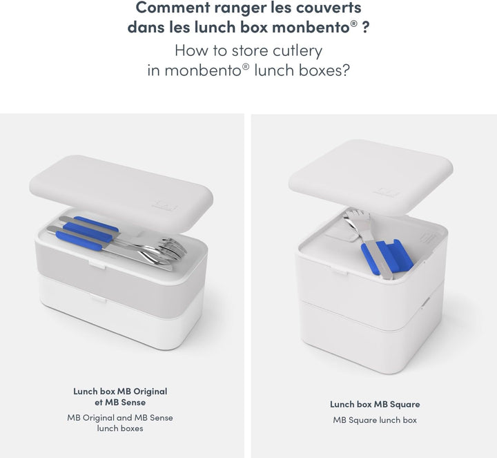 MONBENTO - Besteck für unterwegs MB Slim Box – Blau – Besteckset Lunch Box mit Etui für Bentos MB Or