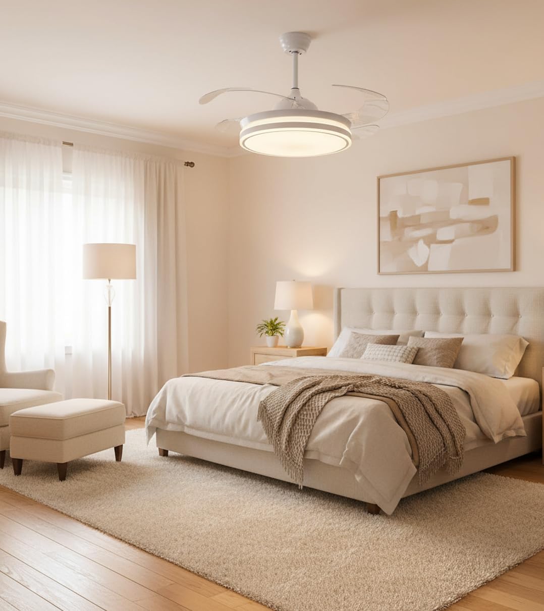 Bel Air Home - ASGARD Deckenventilator - DC-Motor - Einziehbare Flügel - LED-Licht 36W, 3 Lichttempe