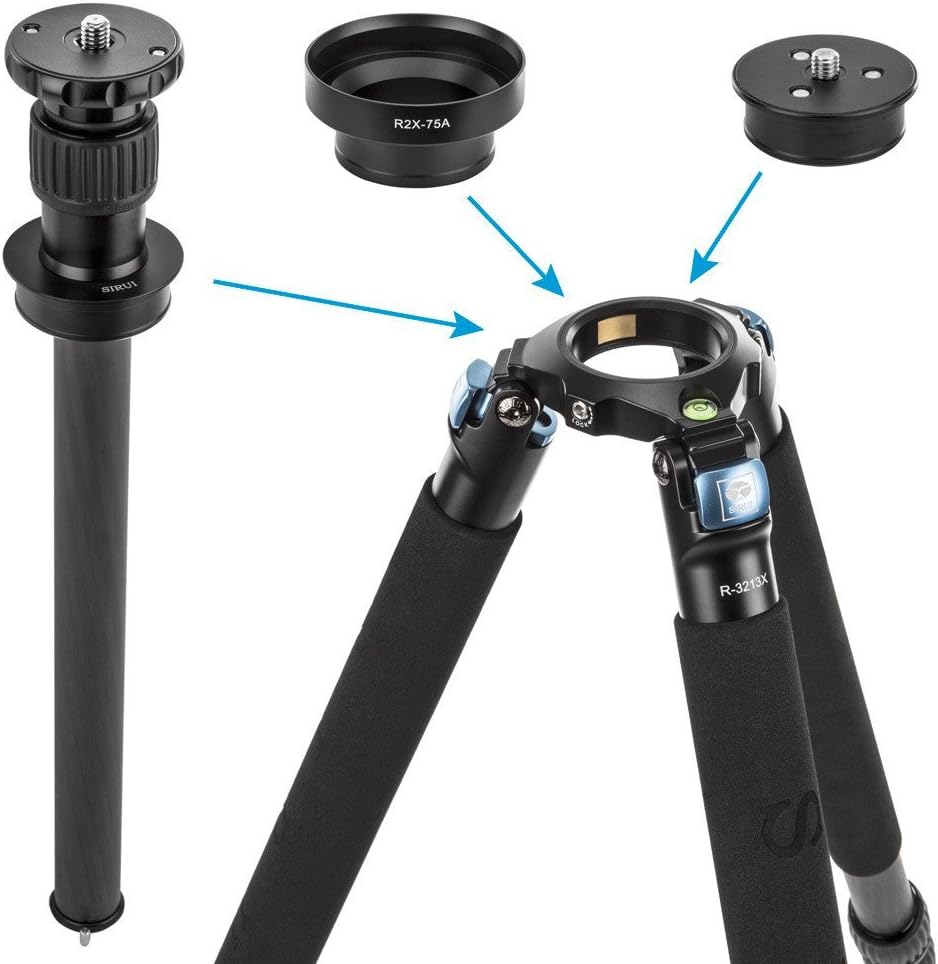 Sirui R-3213X Studio-Dreibeinstativ mit Mittelsäule und 75 mm Adapterhalbschale, 10x Carbon, R-3213X