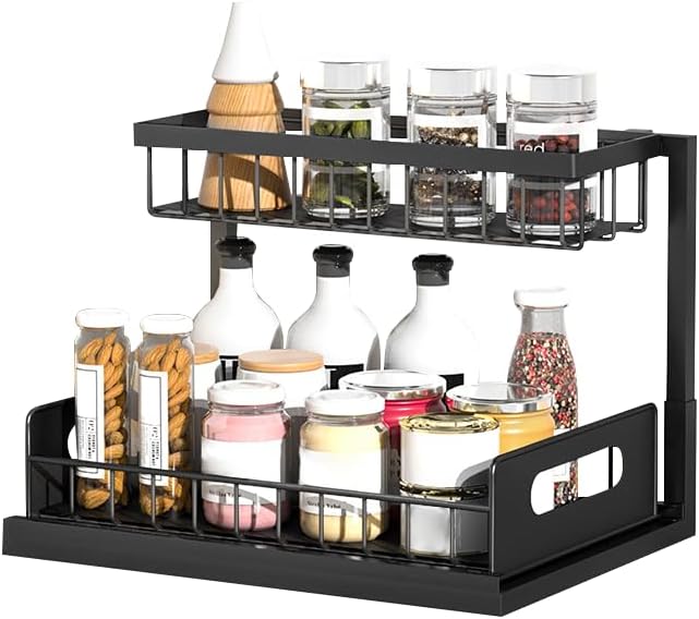 Aufbewahrung unter der Spüle aus Metall mit ausziehbarer Schublade, Regal unter der Spüle, Organizer